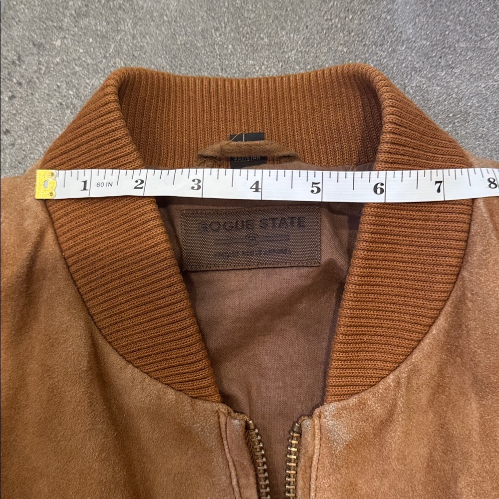 Rogue State Tan Suede Bomber Jacket (Size L) - Picture 6 of 13